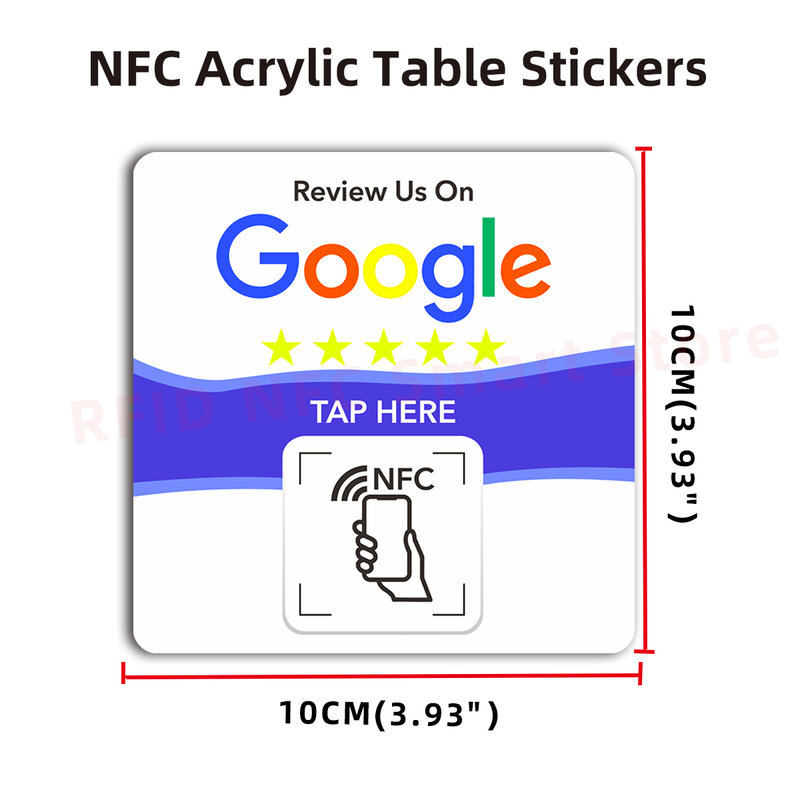 NFC Acrylic Card Increase Your Google Review Card NFC Menu  Close Touch pop-up link Waterproof Acrylic Google Table sticker