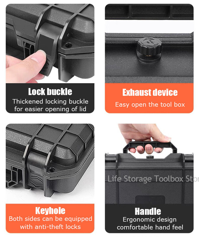 Toolbox impermeável portátil com 7 tipos, Safety Equipment Tool Box, grande estojo rígido, saco de plástico, Hardware Tool Box Organizer