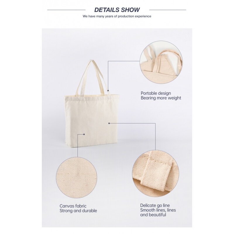 Custom , Custom Blank Sublimation Eco Friendly Reusable Cotton Canvas Shopping Tote Bag With Custom Printed Logo