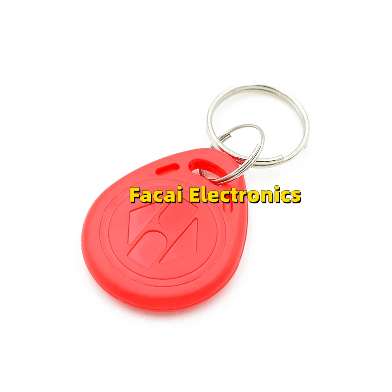 EM4100 gantungan kunci kartu ID kontrol akses RFID kartu kedekatan merah dan biru dengan modul baca RFID 125K