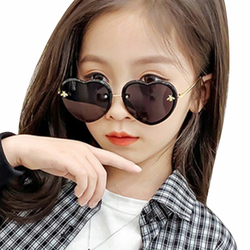 Gafas de sol con forma de corazón para niños pequeños, Retro Vintage gafas de sol, gafas de moda para niñas