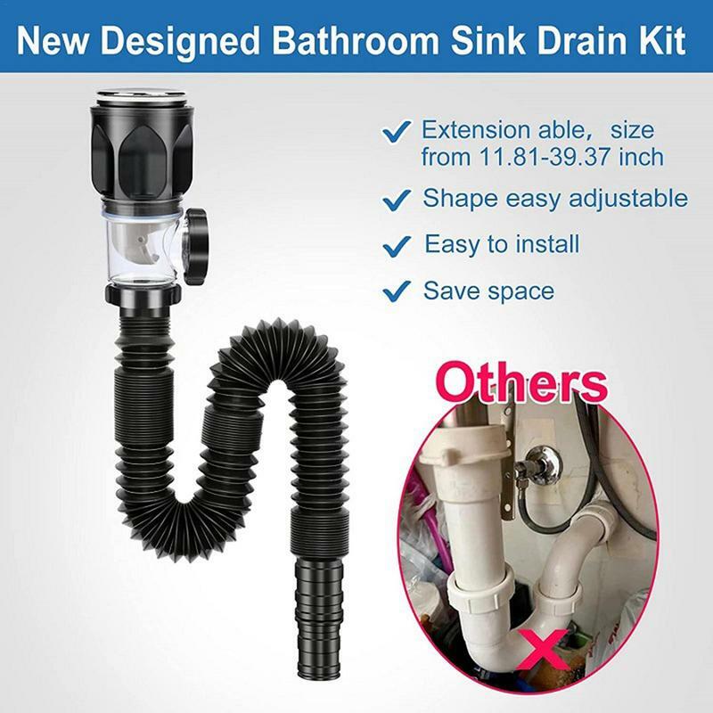 Flexible Drainage Tube Universal Sink Sewer Pipe P-Trap Hose Sink Pipe Basin Installation For Bathroom Kitchen Accessories