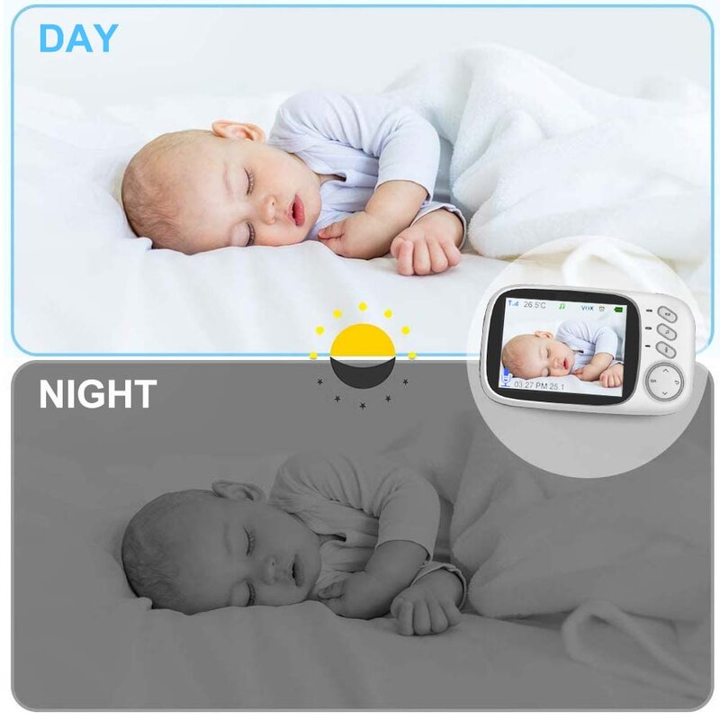 2.4G الأم والطفل ثنائية الاتجاه الصوت للرؤية الليلية كاميرا مراقبة الفيديو ، مع عرض درجة الحرارة