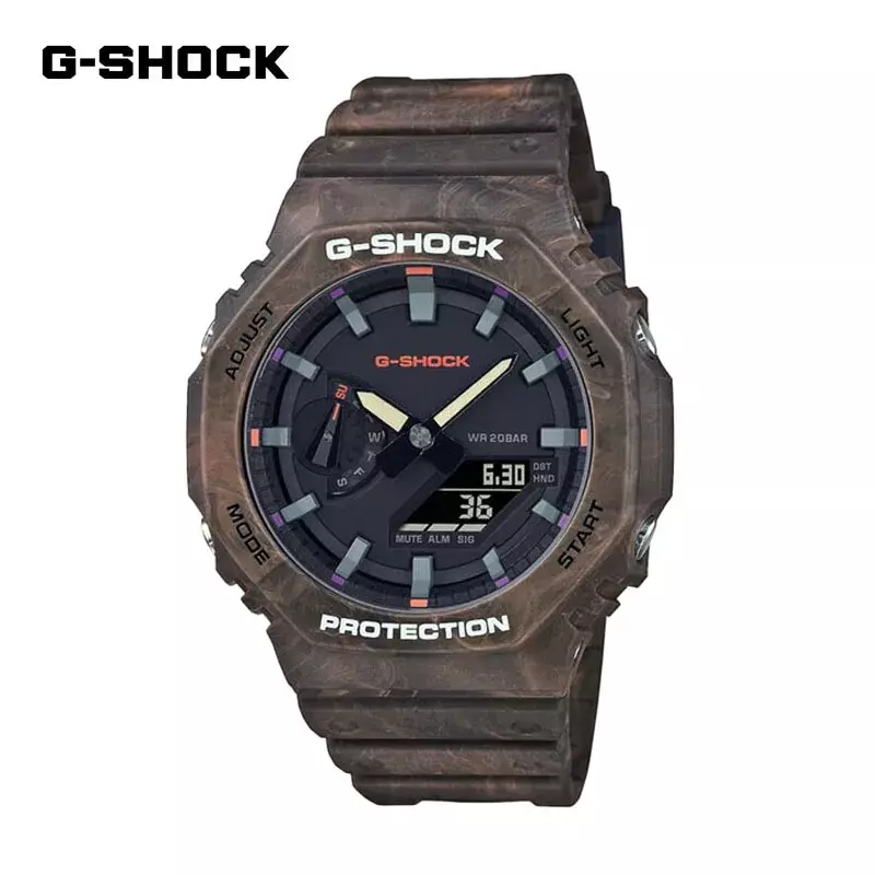 G-SHOCK 남성용 다기능 LED 다이얼 듀얼 디스플레이 쿼츠 시계, 야외 스포츠 충격 방지 알람 시계, GA2100 패션