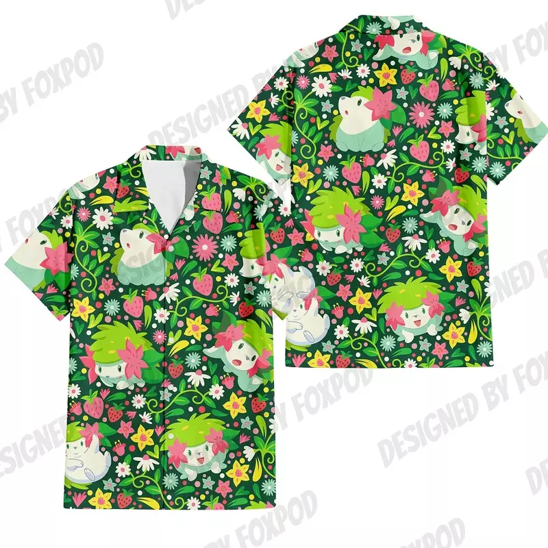 Camisas havaianas em estilo cartoon masculino, manga curta, anime estampado em 3D, camisa extragrande, roupas masculinas, roupas Harajuku, novas, Y2k