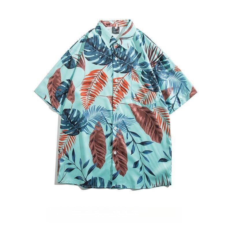 Men's Retro Short Sleeve Floral Shirt Fashion Handsome Casual Top Hawaii Beach Vacation Loose Versatile Print Shirt Coat