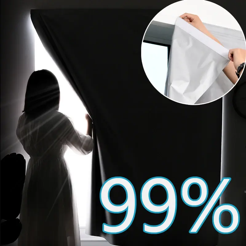 Parasol de ventana sin perforaciones, cortina para un buen sueño, doble cara, Plata 99%, sombreado, cortina Anti-UV para el hogar