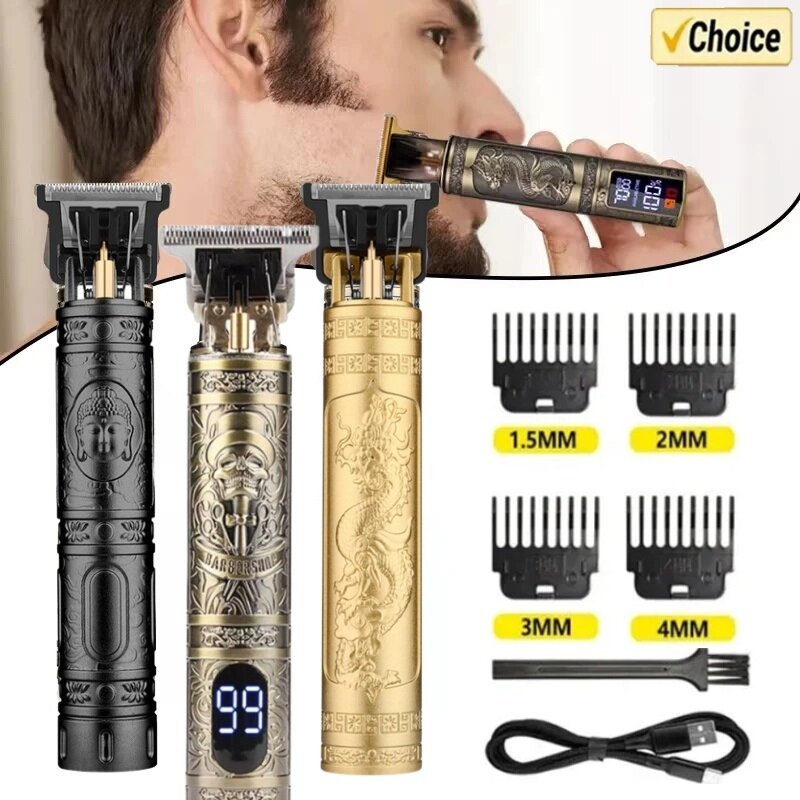 2024 Hot Sale Vintage T9 Hair Cutting Machine Men's Electric Shaver Rechargeable Hair Trimmer Beard Shaver Barber Hair Cutter