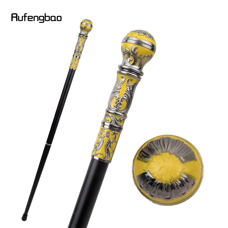 Серебристо-желтая роскошная круглая ручка, модная трость для фотографий, элегантная трость, ручка для ходьбы, 93 см