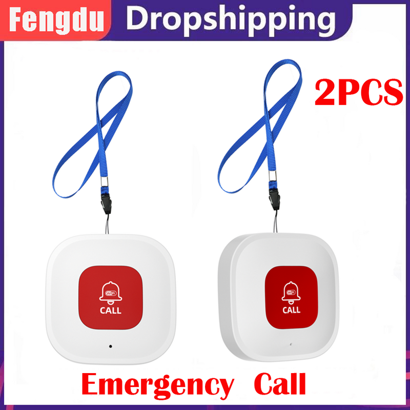 Botón de alarma inalámbrico para el hogar, sistema de alerta médica, 2 piezas, llamada de emergencia para pacientes de personas mayores y niños en casa