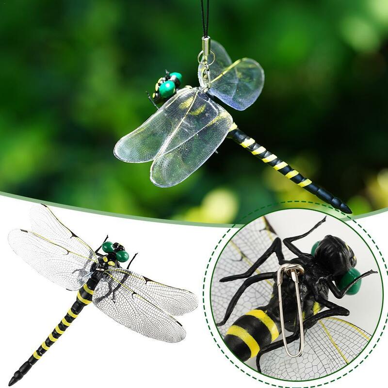 เครื่องไล่แมลงในฟาร์มจำลองแมลงปอขนาดเล็กกันยุงจำลองสัตว์แมลงปอสำหรับสวนกลางแจ้ง