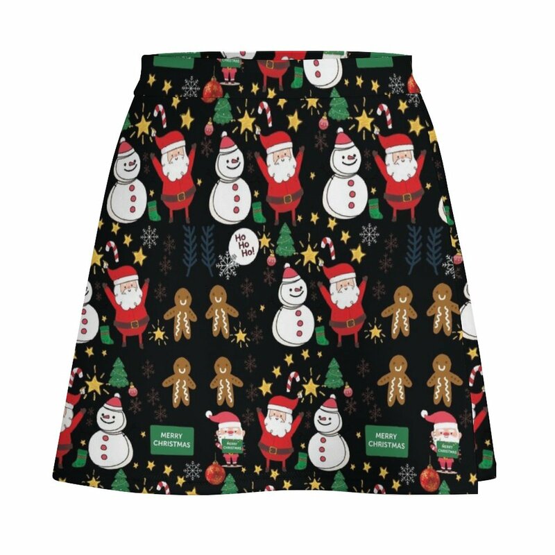 가족용 홀리데이 크리스마스 패턴, 재미있는 귀여운 그래픽 디자인 미니 스커트 드레스, 무도회 카와이 옷