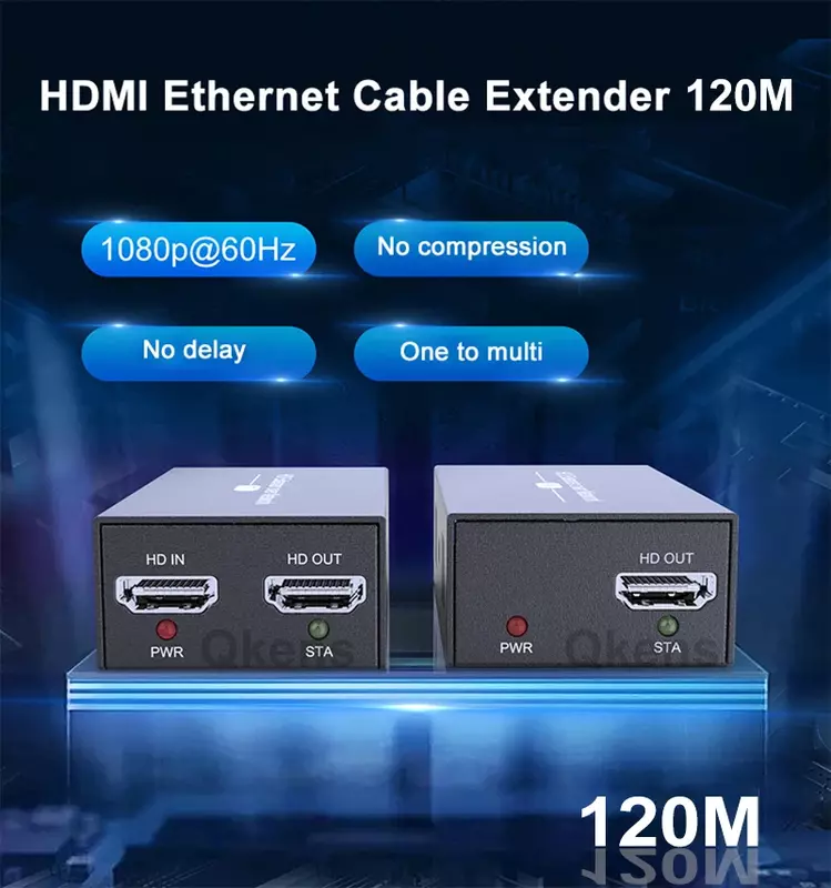 Extensor Ethernet HDMI Via Cabo RJ45 Cat6, Transmissor de Vídeo, Receptor Conversor, Um para Muitos Interruptor Sem Perdas, Novo, 120m
