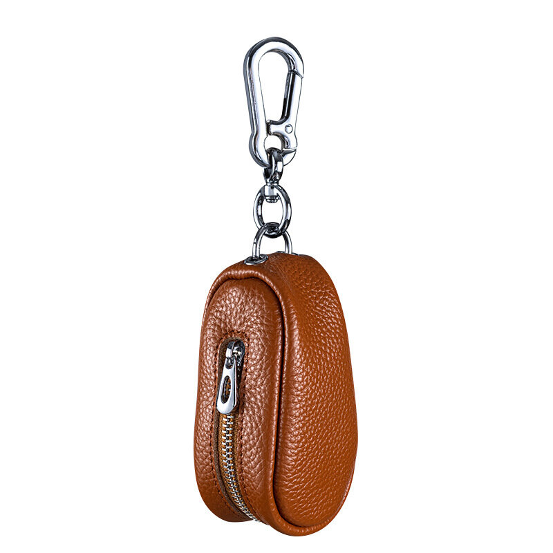 Car Key Bag Wallets Leather Coin Purse Zipper Solid Color Keys Storage Bag with Keyring Mini Portable Classic Key Holder Unisex
