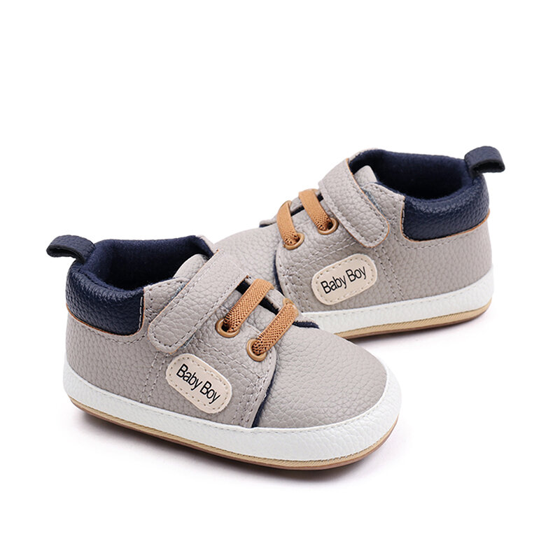 Suefunskry Toddler Boy PU Sneakers Casual Letter Print Cute Baby Breathable Flats Infant Anti-skidding sole Walking Shoes