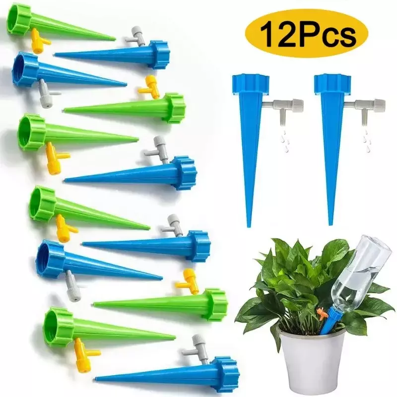 1/12 buah kit penyiraman otomatis, perangkat penyiraman tetes dapat disesuaikan sistem irigasi untuk tanaman bunga taman perlengkapan penyiraman