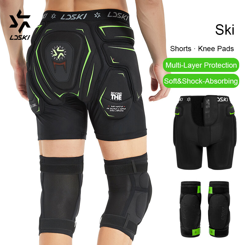 LDSKI Spodenki narciarskie  ochraniacze na kolana trójwarstwowa ochrona przed biodrami kobiety mężczyźni Snowboard Butt Protective Tailbone spodnie ochronne