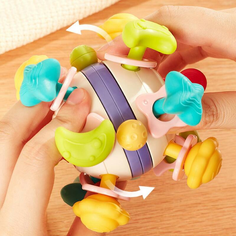 Non-toxic Teething Toy Stimulating Infant Ball Teether Easy-to-hold Baby Toy for Grasping Training with Bright Colors Safe Chew