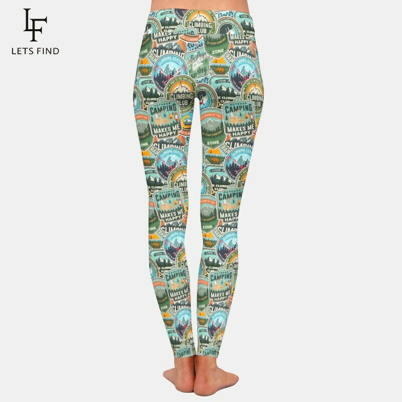 LETSFIND Fashion New Soft Women Sexy High Waist Pants 3D Camping Pattern Print Fitness Sexy Slim Stretch Leggings Ankle-Length