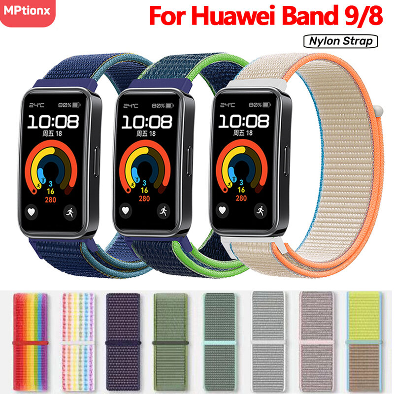 Tali loop nilon untuk Huawei band 9 jam tangan pintar gelang pengganti olahraga gelang Correa untuk Huawei band 8 9 Aksesori Band