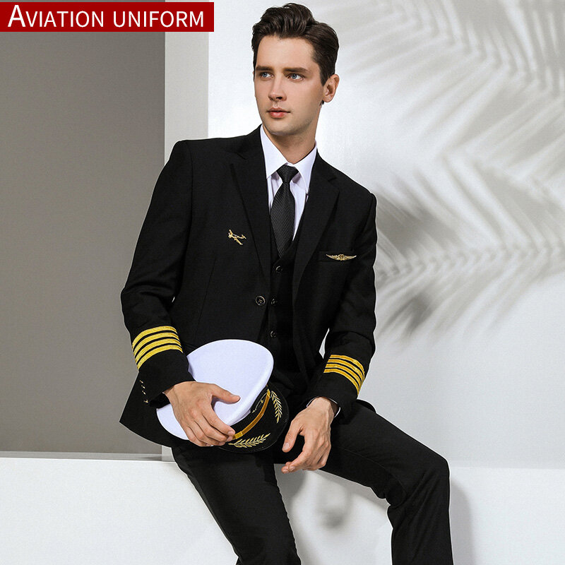 Klassiek Standaard Pilootuniform Voor Mannen Luchtvaart Uniform Pak