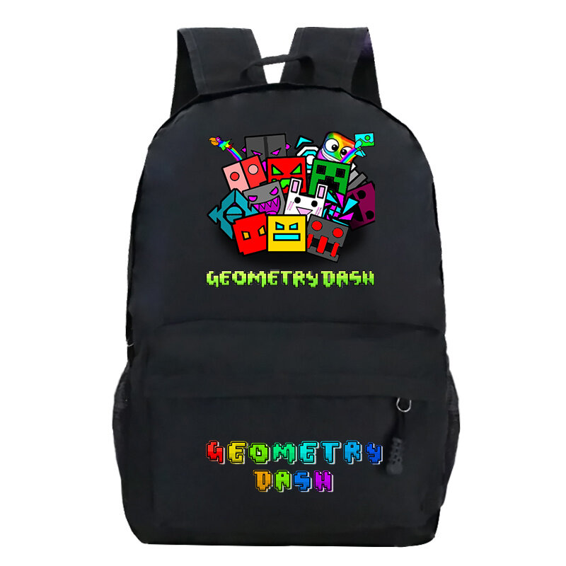 Leve Geometria Dash Pattern School Bags, Mochilas dos desenhos animados para meninos, Bookbag do portátil do adolescente, Mochila esportiva do estudante, Saco ao ar livre