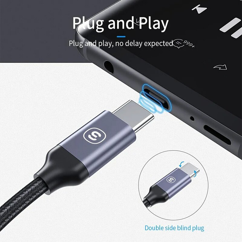 Essager USB C타입 3.5 잭 이어폰 어댑터, USB C-3.5mm 헤드폰 AUX 오디오 어댑터 케이블, 화웨이 P30 샤오미 미 10 9 Es