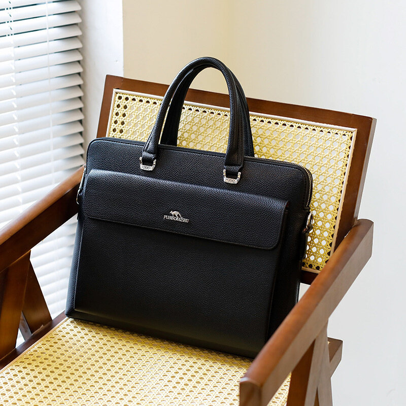 Luxury Business Men's Briefcase Fashion Leather Handbag Office Male Shoulder Messenger Bag Large Capacity Laptop