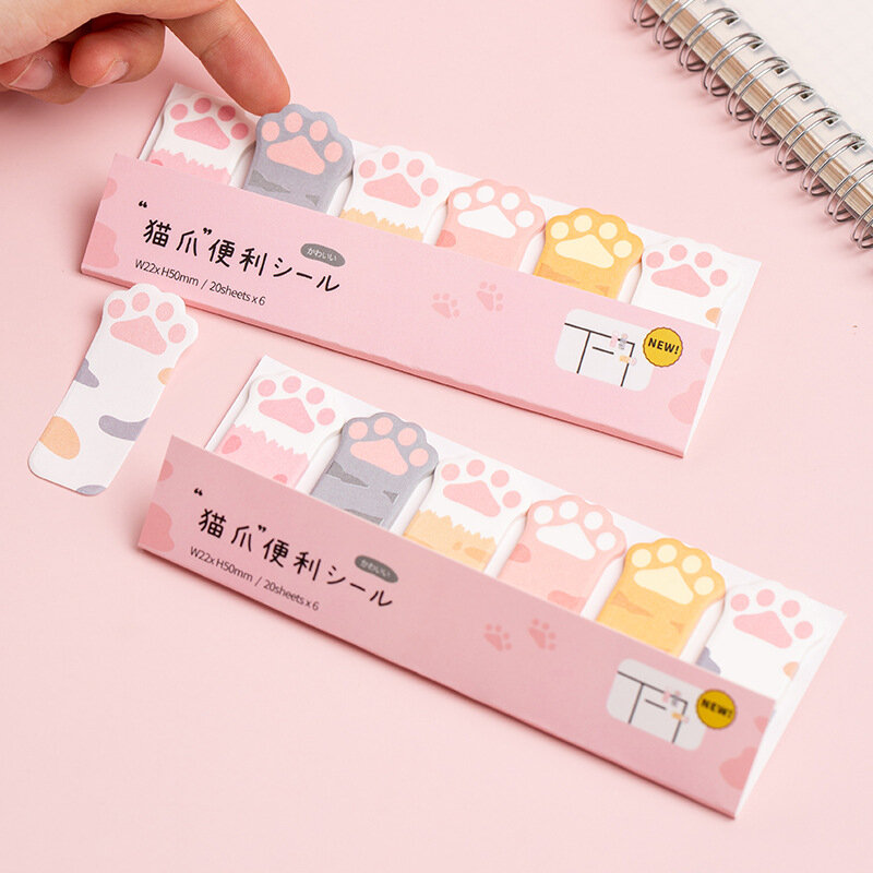 Kawaii Memo Pad 120pcs Bookmarks Cat Sticky Note Index Posted It Planner Stationery School  Note Pad Sticky Tab Cute Stationery
