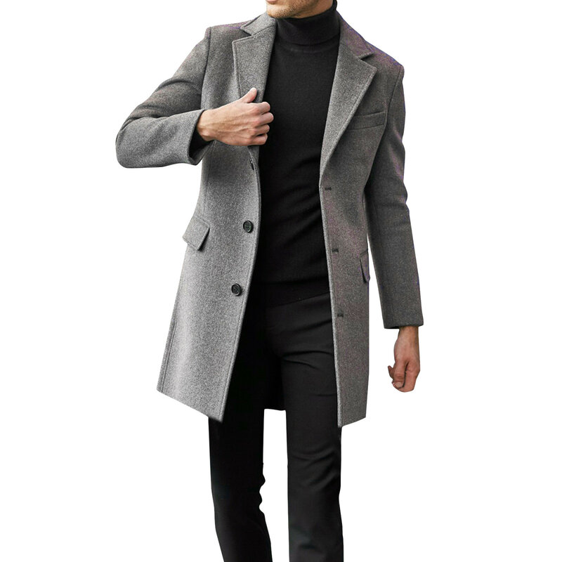 Abrigo de manga larga con cuello de solapa para hombre, chaqueta de cuero acolchada, abrigo grueso Vintage, chaqueta de piel de oveja, abrigo de invierno, talla grande