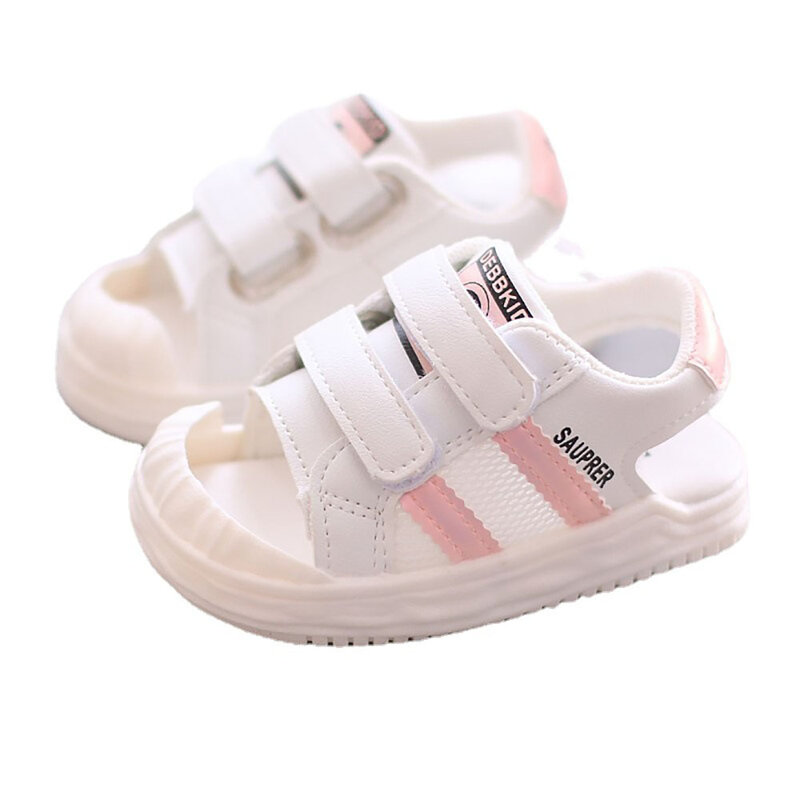 Летние сандалии из искусственной кожи для детей, модная пляжная обувь для мальчиков и девочек, нескользящая обувь на мягкой подошве, обувь для малышей, 2024