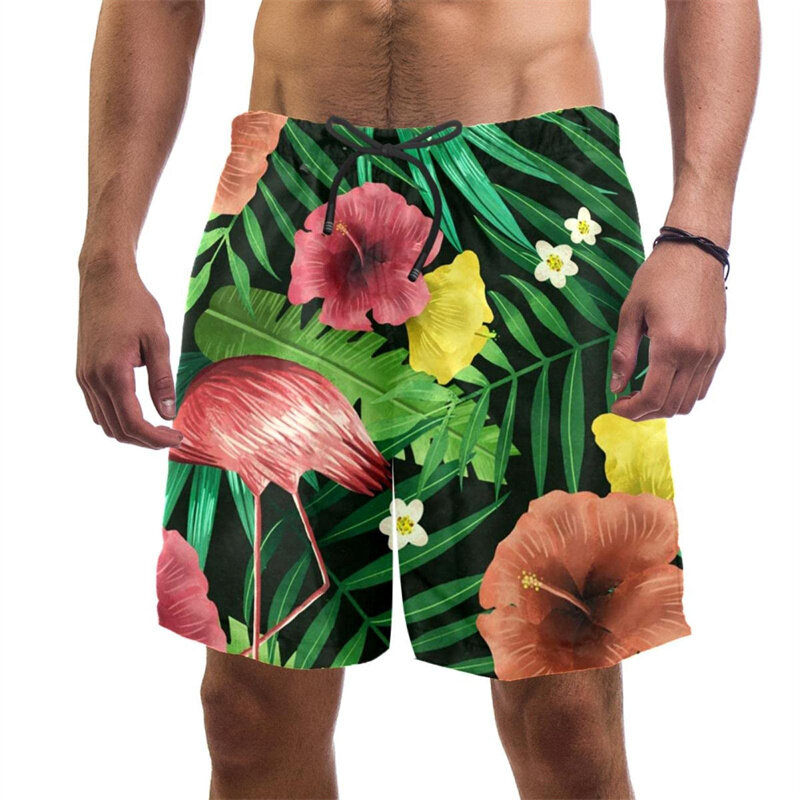 Pantalones cortos hawaianos con estampado de hojas para hombre, Shorts de playa con estampado de frutas, ropa de calle a la moda, novedad de verano