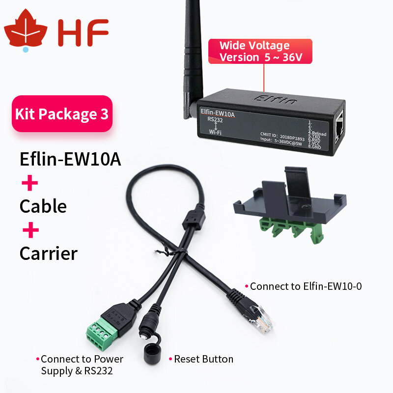 Elfin-EW10A-0 Dispositivos de rede sem fio, Modbus, TPC, Função IP, RJ45, RS232 para servidor serial WIFI