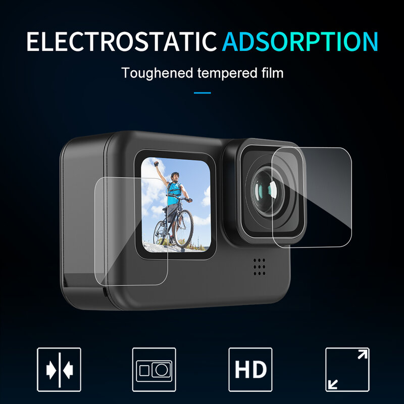 Casing Penutup Pelindung Layar Kaca Tempered TELESIN untuk GoPro Hero11 10 9 Film Pelindung Lensa Hitam Aksesori Gopro