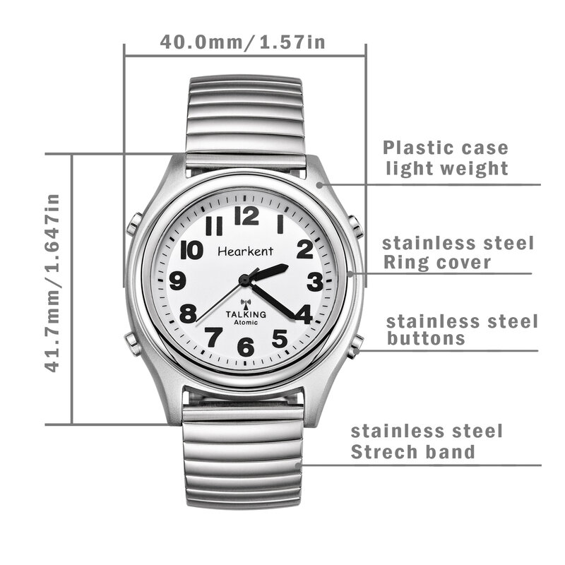 Hearkent Talking Watch Men Radio Controlled Self-Setting English Accent Blind People Visually Impaired Or Elderly Quartz Watches