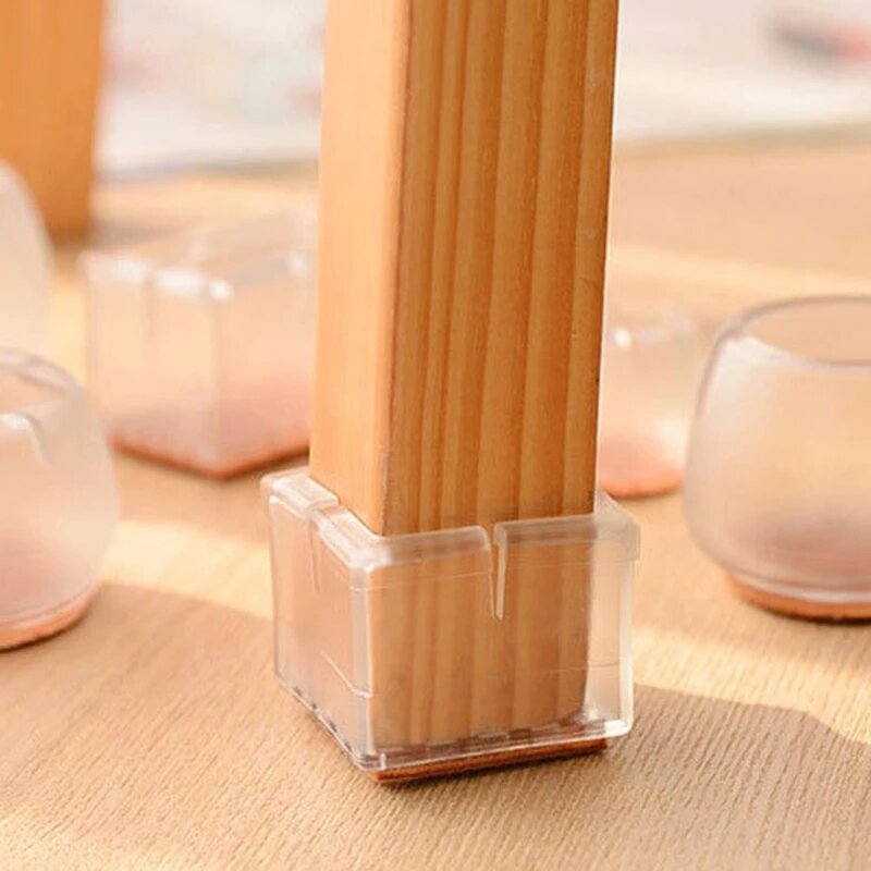 10pcs transparent Furniture Feet Protection Cover With Felt Pad Rubber Non-slip Table Chair Leg Feet Pads Wood Floor Protector