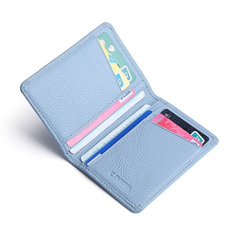 Estuche de cuero portátil con múltiples ranuras para tarjetas, organizador de tarjetas de viaje, soporte Universal para tarjetas de crédito, identificación y autobús, Color sólido