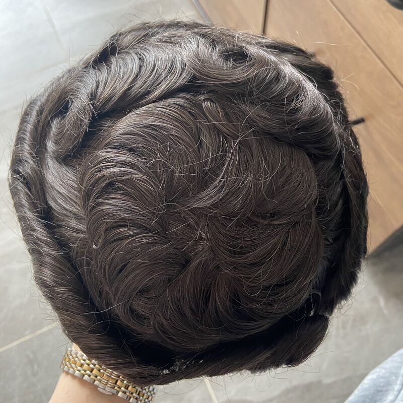 Натуральная Передняя линия волос, прочный полноразмерный парик из искусственной кожи, мужской парик, волнистые человеческие волосы, парик для мужчин, черная искусственная Замена для мужчин