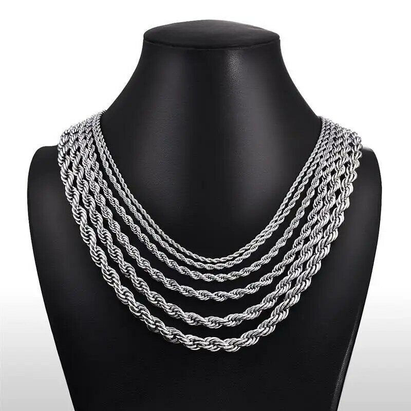 925 srebro 2/3/4MM 16-24 cali lina łańcuszkowy naszyjnik dla mężczyzn kobiet moda Punk wesele prezenty biżuteria