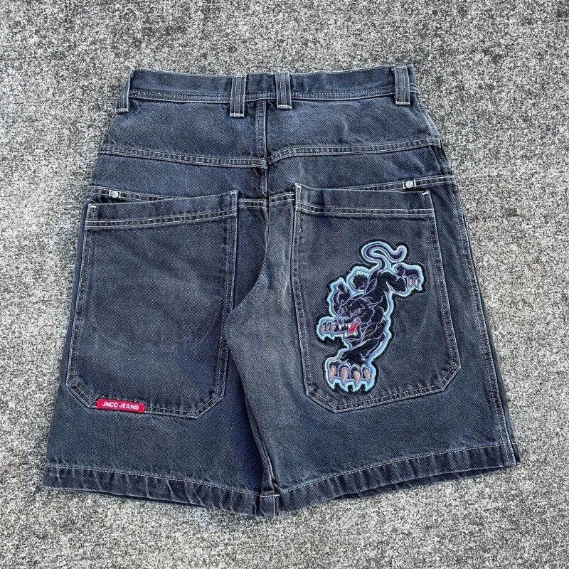 Street Hip-Hop Mode Retro Jeans Männer y2k Cartoon bedruckte Shorts gewaschen trend ige Marke vielseitige übergroße gerade Hosen Frauen