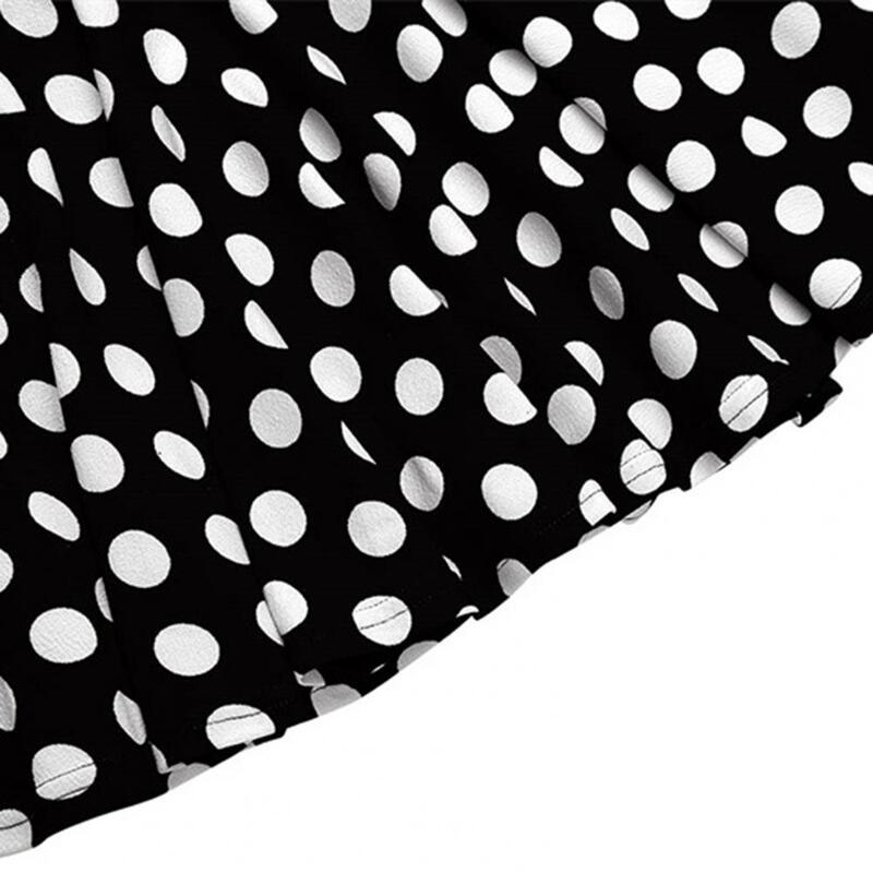 Punkt bedruckter Rock Damen Frühling Sommer Punkt gedruckt hohe Taille A-Linie Plissee Midi-Kleid weiche atmungsaktive Mode-Party für Frauen