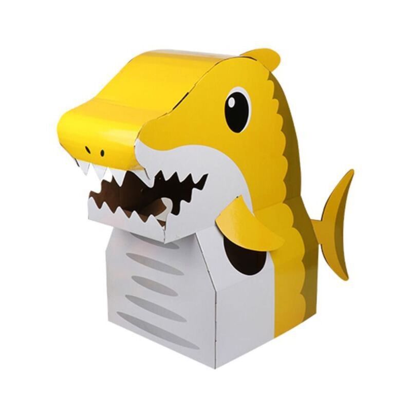 Casa de papel de dinossauro para crianças, Caixa de papelão tubarão tigre
