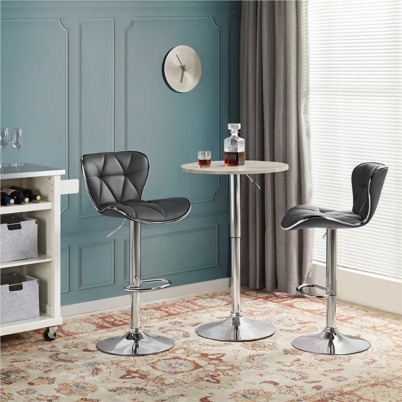 Регулируемый барный стул из искусственной кожи со средней спинкой Alden Design, набор из 2 предметов, барный стул