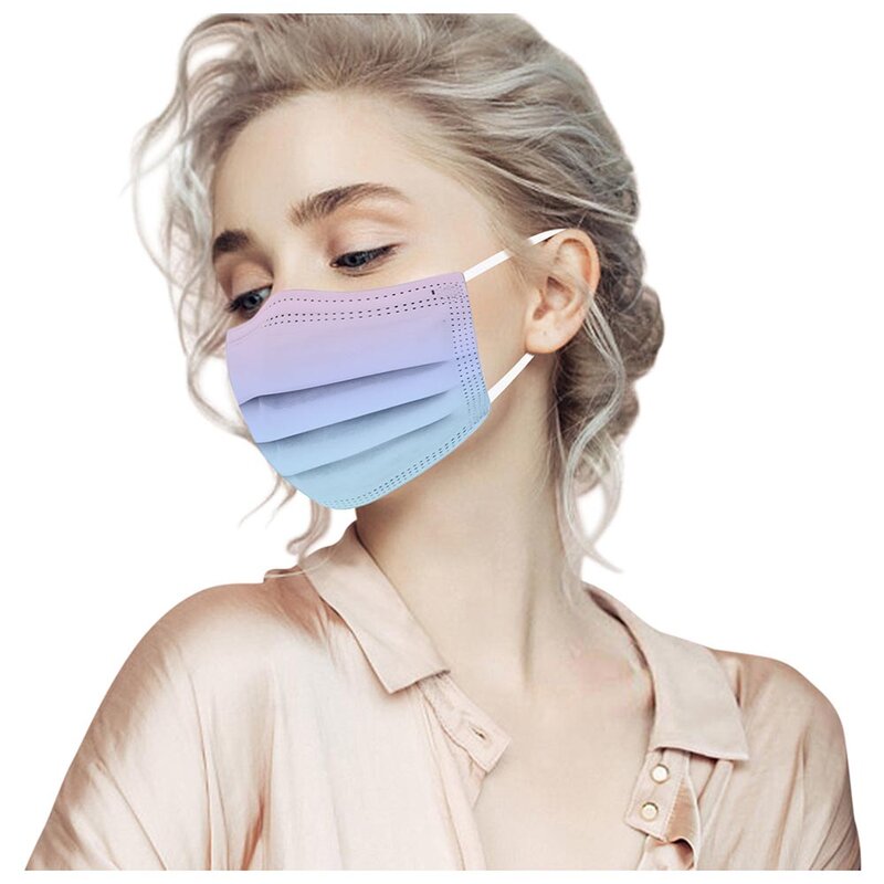 Disposable Adult Face Shield Mask 3Ply Fashion Breathable Color Gradient Blush Print Mask Women Mascarillas Ninos