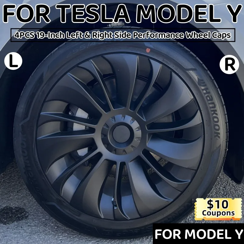 4 pezzi copriruota copriruota da 19 pollici tappo mozzo ruota di ricambio accessori per copertura completa del cerchione per Tesla Model Y 2018-2023