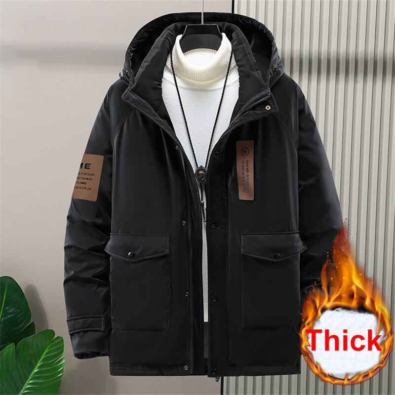 Jaket kargo parka tahan air pria, jaket parka hangat tebal ukuran Plus 10XL 11XL, jaket musim dingin kasual modis untuk pria