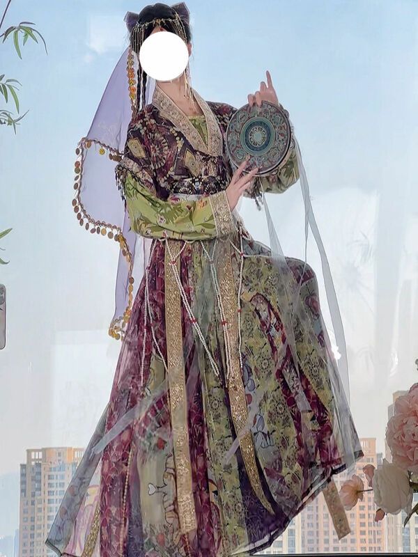 سلالة تانغ الصينية فستان هانفو للنساء ، النمط الوطني ، الرقص الشعبي ، الأميرة التقليدية ، زي شرقي خرافي