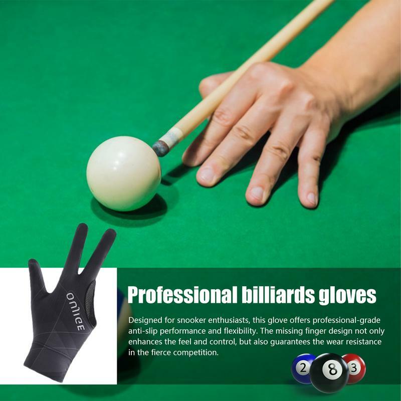 3 Finger Single Pool Gloves Non-Slip Soft Billiards Gloves Breathable Wear-Resistant Cue Action Gloves Billiards Accessories For
