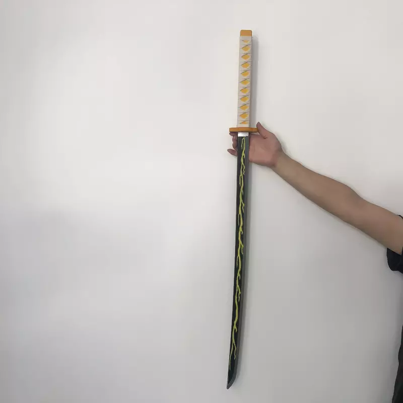 Agatsuma Zenitsu Cosplay Espada, Faca Ninja Anime, Brinquedo PU, 104cm, 1:1