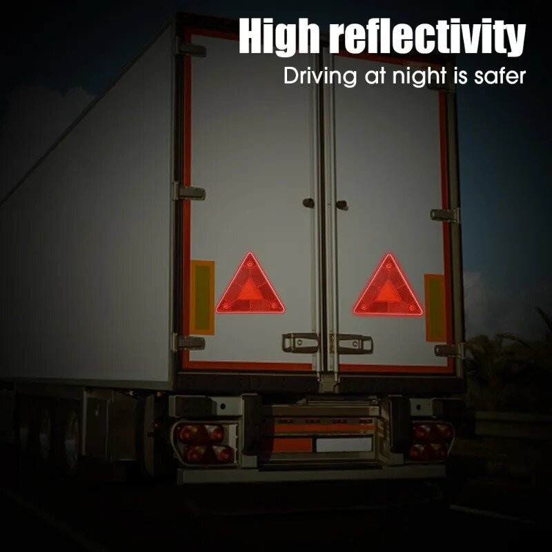 Reflector de advertencia triangular, placa de señal de advertencia de parada de camión, luz trasera, tablero de señal reflectante de seguridad, Reflector rojo, 4/1 piezas